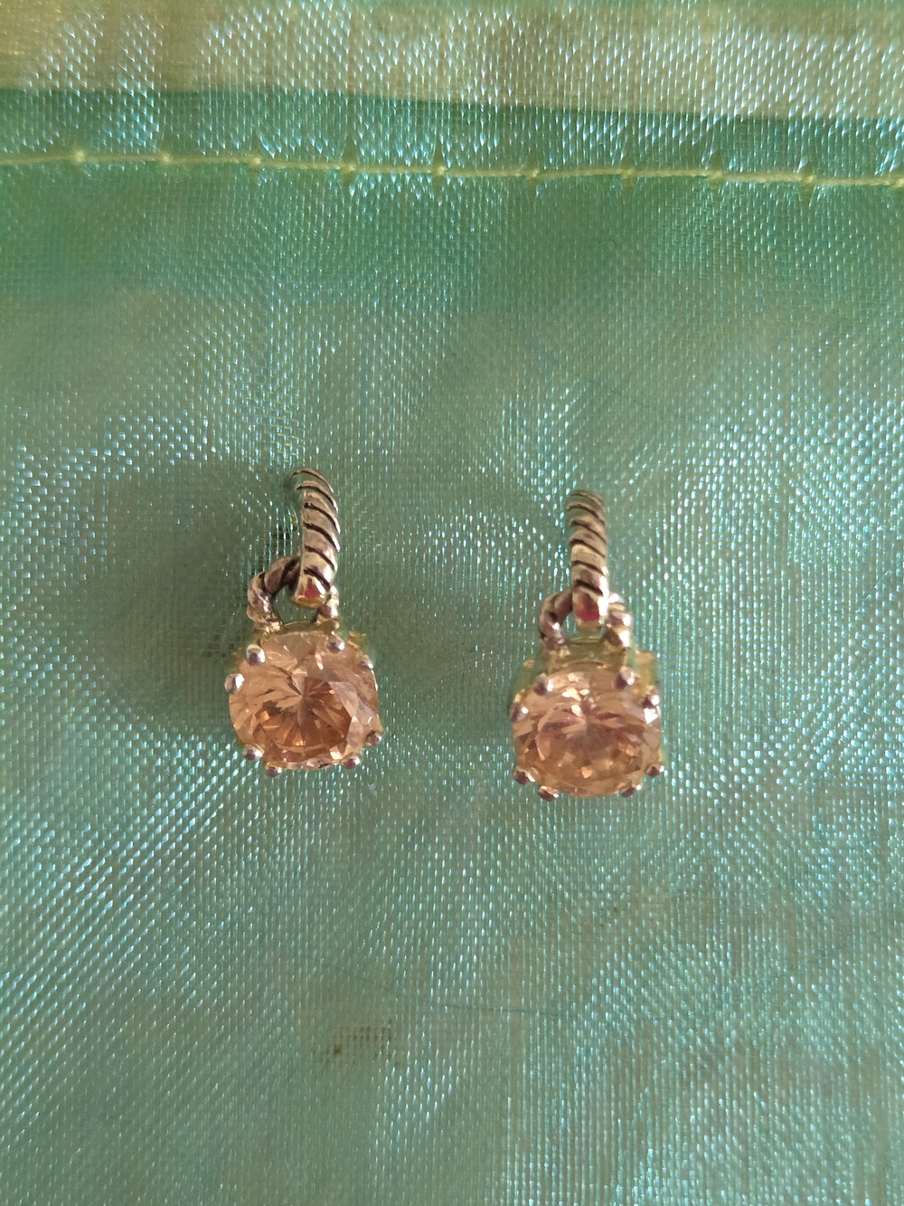 Vintage Style Twisted Rope Champagne Rhinestone Earrings